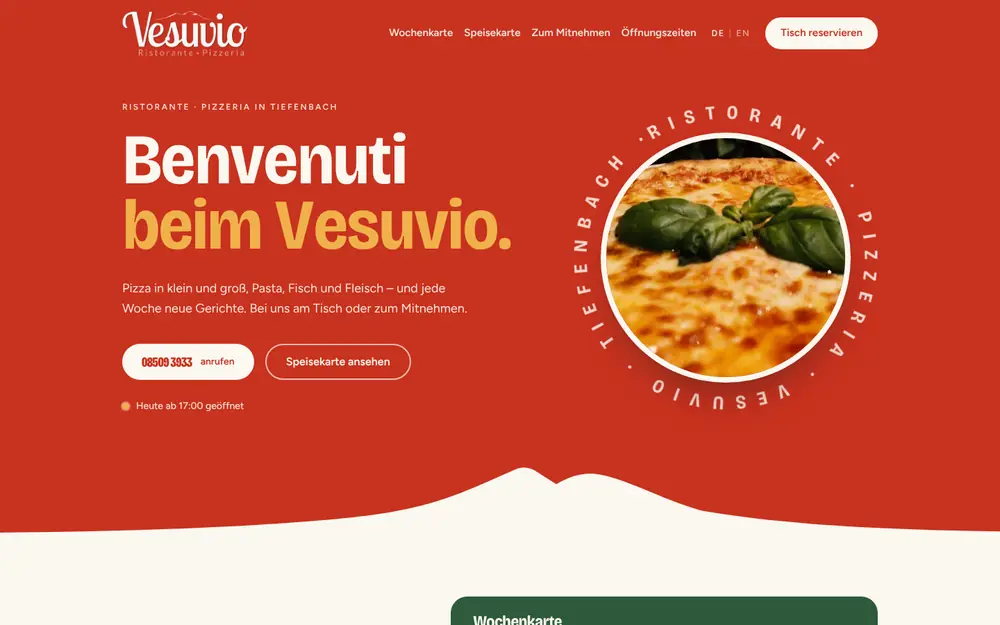 Konzept Pizzeria Vesuvio in Tiefenbach