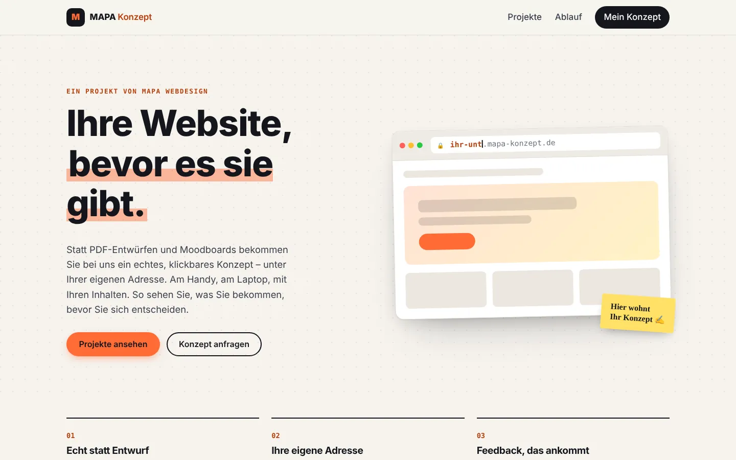 MAPA Konzept: Ihre Website sehen, bevor es sie gibt
