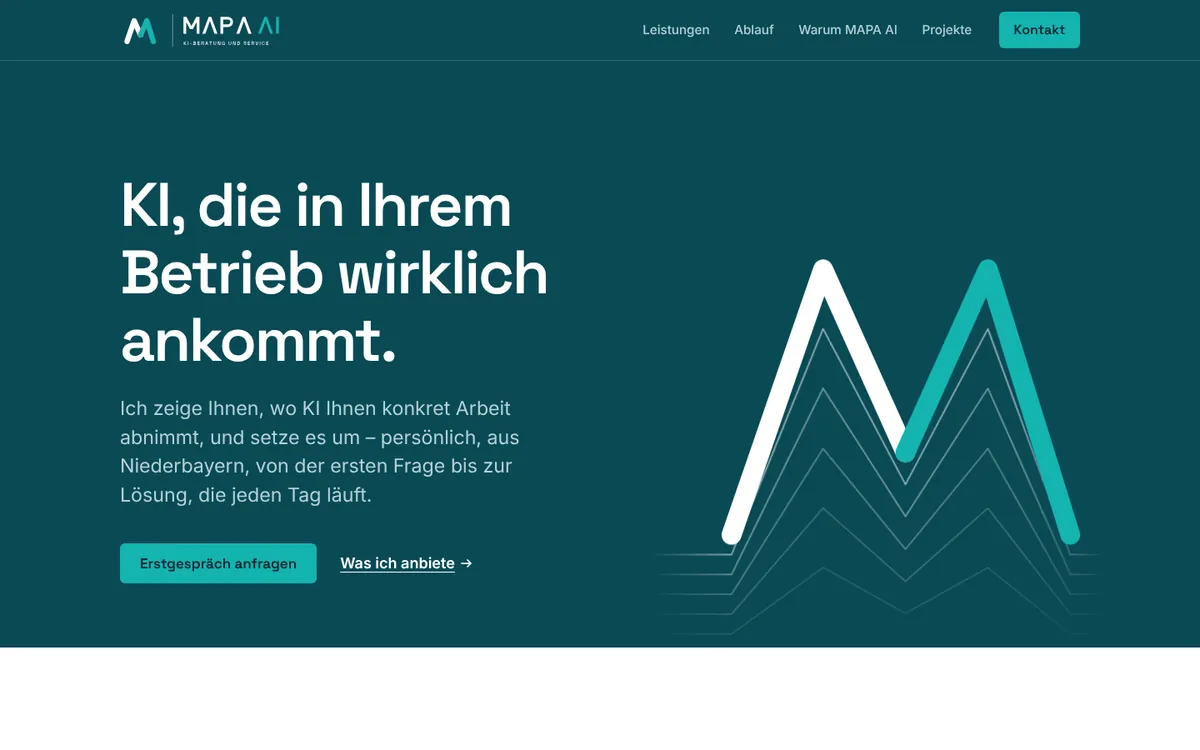 Startseite von mapa-ai.de, gestaltet von MAPA Webdesign